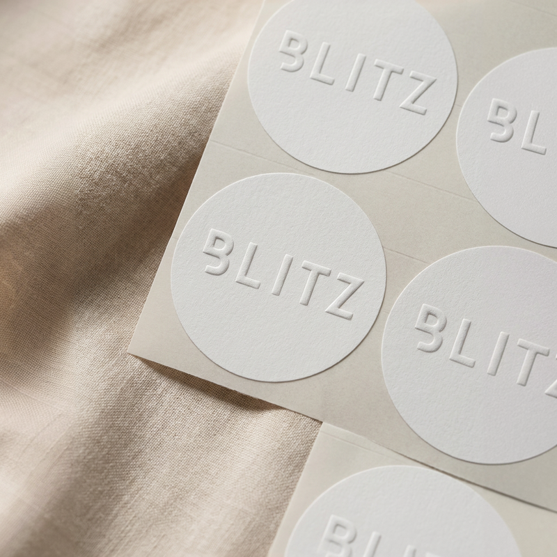 Load image into Gallery viewer, Blind Embossed Circle Sticker - 1.5" on Premium Cotton Label Paper
